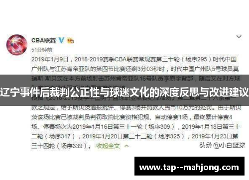 辽宁事件后裁判公正性与球迷文化的深度反思与改进建议 辽宁事件后裁判公正性与球迷文化的深度反思与改进建议